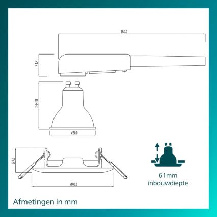 Philips - Inbouwspot PERIDOT 1xGU10/7W/230V zwart
