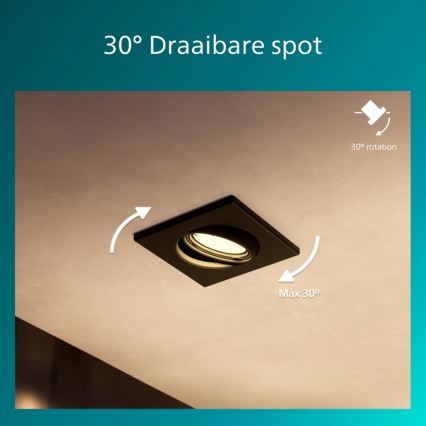 Philips - Inbouwspot PERIDOT 1xGU10/7W/230V zwart