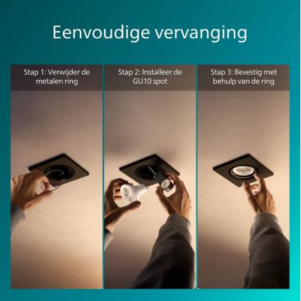 Philips - Inbouwspot PERIDOT 1xGU10/7W/230V zwart