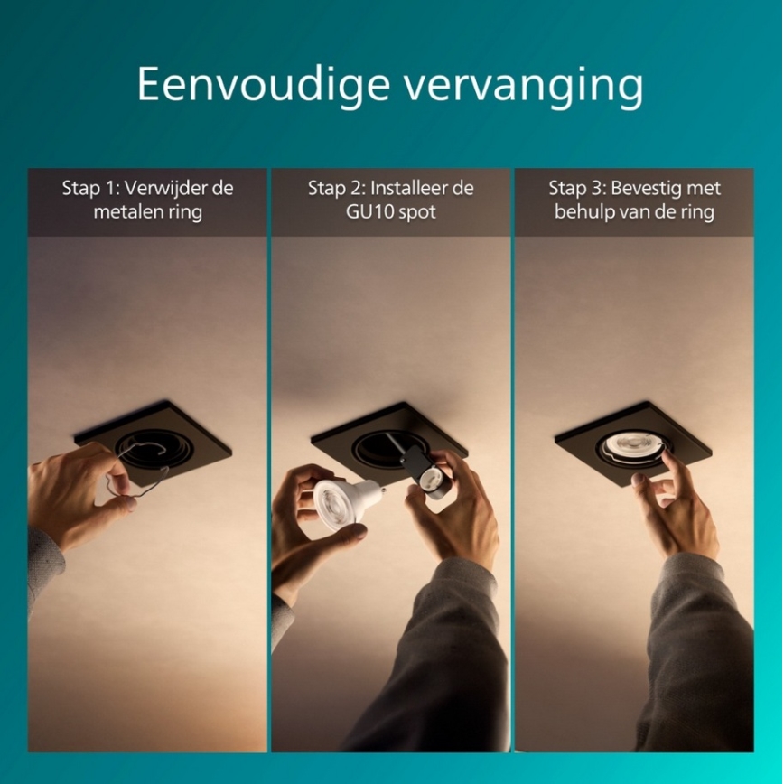 Philips - Inbouwspot PERIDOT 1xGU10/7W/230V zwart