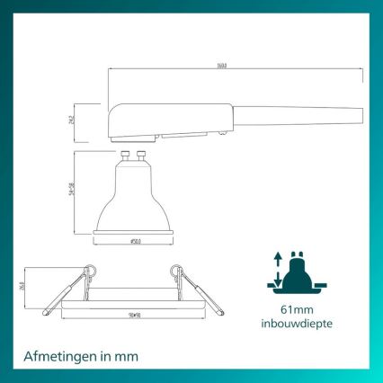 Philips - Inbouwspot PERIDOT 1xGU10/7W/230V zwart