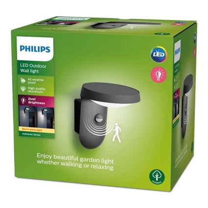 Philips - LED Buitenwandlamp met sensor LED/9W/230V 2700K IP44