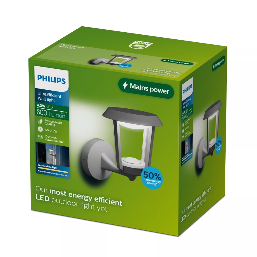 Philips - LED buitenwandlamp NUVY LED/4,3W/230V 2700K IP44