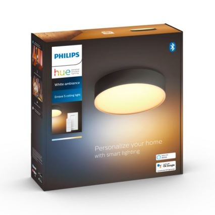 Philips - dimbare Hue LED-plafondlamp LED/9,6W/230V 2200-6500K Ø 261 mm zwart + afstandsbediening