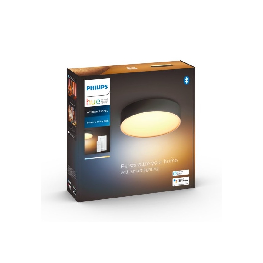 Philips - dimbare Hue LED-plafondlamp LED/9,6W/230V 2200-6500K Ø 261 mm zwart + afstandsbediening