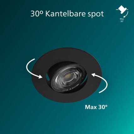 Philips - Dimbare LED inbouwspot CILANTRO LED/5W/230V 4000K zwart