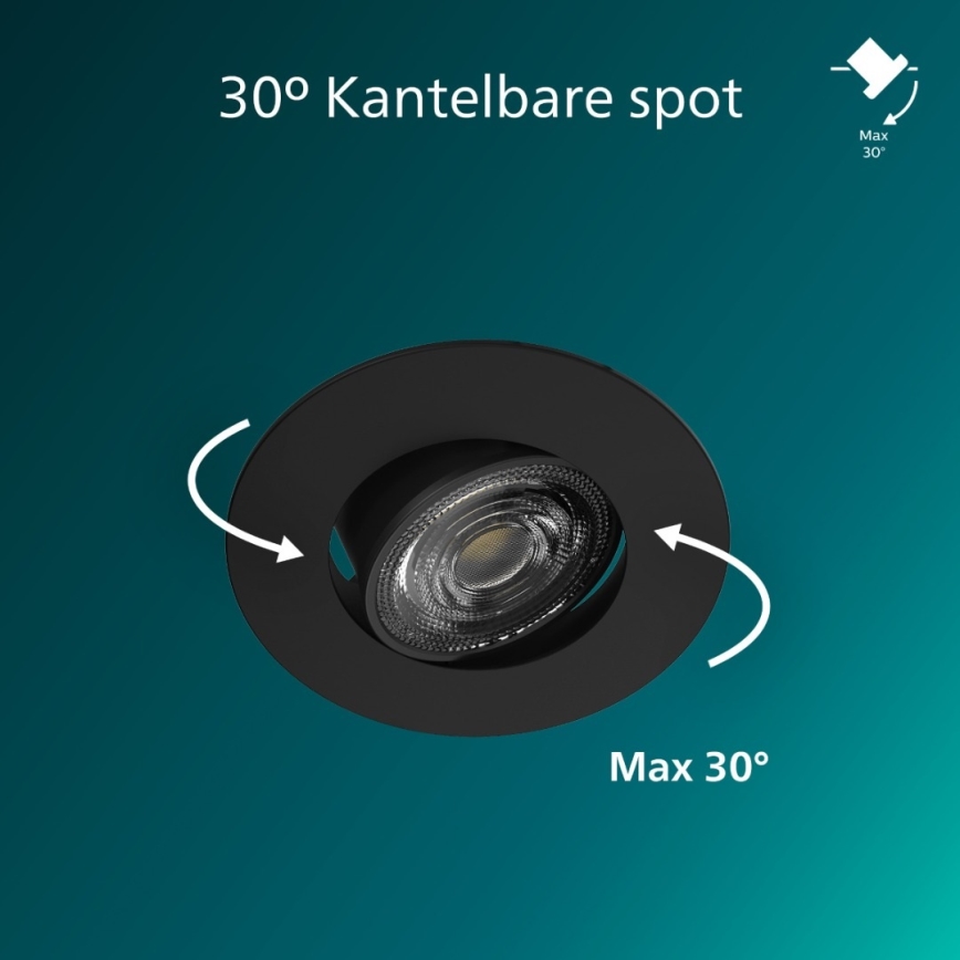 Philips - Dimbare LED inbouwspot CILANTRO LED/5W/230V 4000K zwart