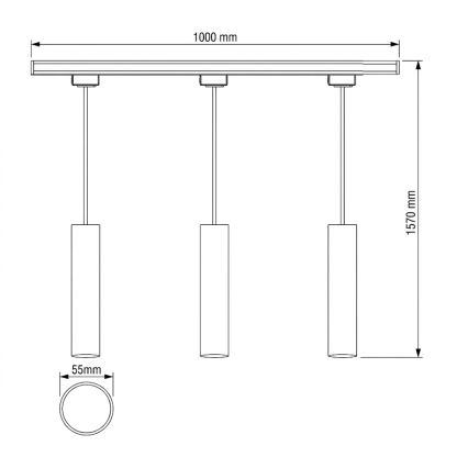 Philips – Dimbare LED-hanglamp op kabel voor het EASYLINK-railsysteem, 3x GU10/6,2W/230V, 2200–2700K, 1 m, zwart