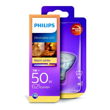 Philips LED Dimbare lamp GU5,3 / 7W / 12V 2200K-2700K WarmGlow