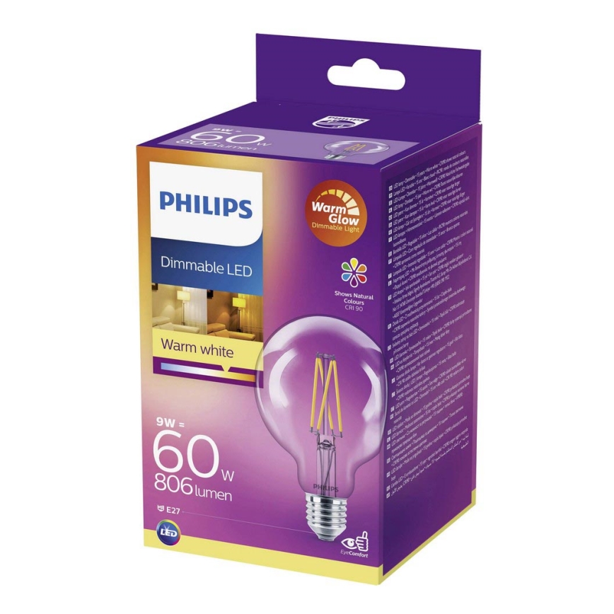 Philips LED Dimbare lamp VINTAGE E27 / 9W / 230V 2200K-2700K WarmGlow