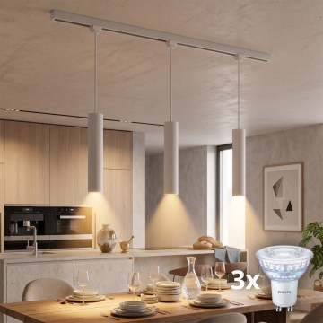 Philips - LED dimbare pendellamp aan kabel in EASYLINK railsysteem 3xGU10/7W/230V 2200-2700K 1m wit