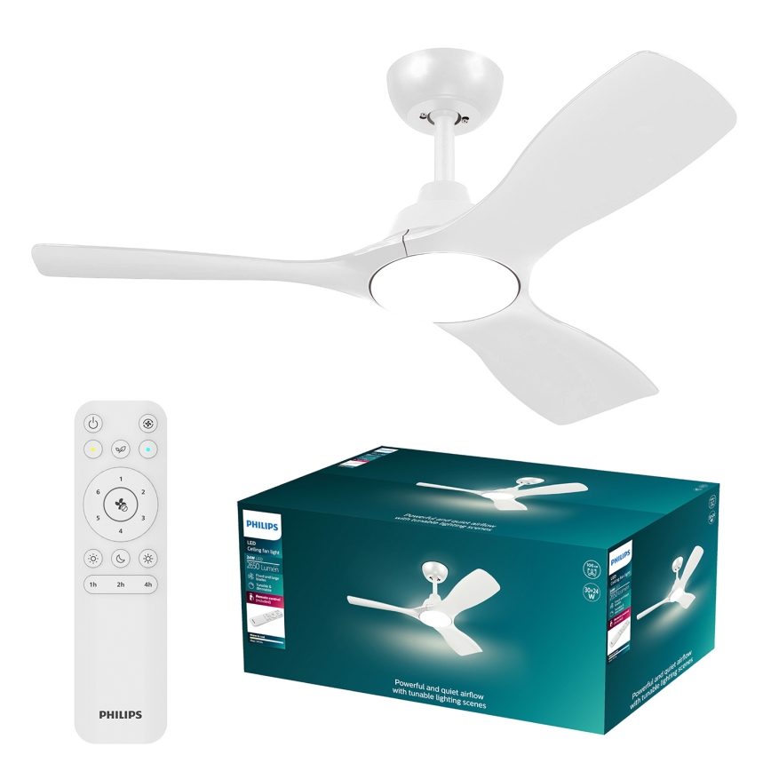Philips - dimbare LED-plafondventilator OLAS LED/24W/230V Ø 106 cm wit + afstandsbediening