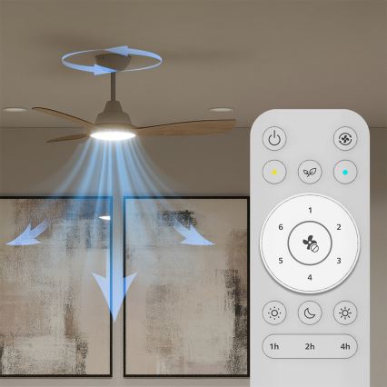 Philips - dimbare LED-plafondventilator OLAS LED/24W/230V Ø 106 cm wit/bruin + afstandsbediening