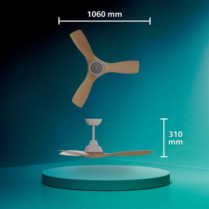 Philips - dimbare LED-plafondventilator OLAS LED/24W/230V Ø 106 cm wit/bruin + afstandsbediening