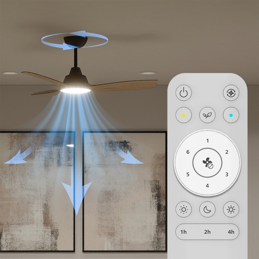 Philips - LED-dimbare plafondventilator OLAS LED/24W/230V Ø 106 cm zwart/bruin + afstandsbediening