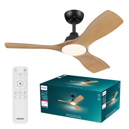 Philips - LED-dimbare plafondventilator OLAS LED/24W/230V Ø 106 cm zwart/bruin + afstandsbediening