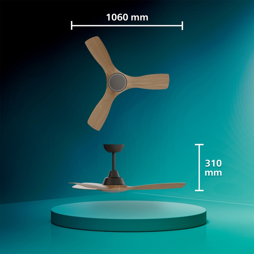 Philips - LED-dimbare plafondventilator OLAS LED/24W/230V Ø 106 cm zwart/bruin + afstandsbediening