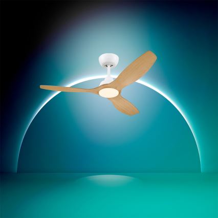 Philips - OLAS dimbare LED-plafondventilator LED/24W/230V Ø 132 cm wit/bruin + afstandsbediening