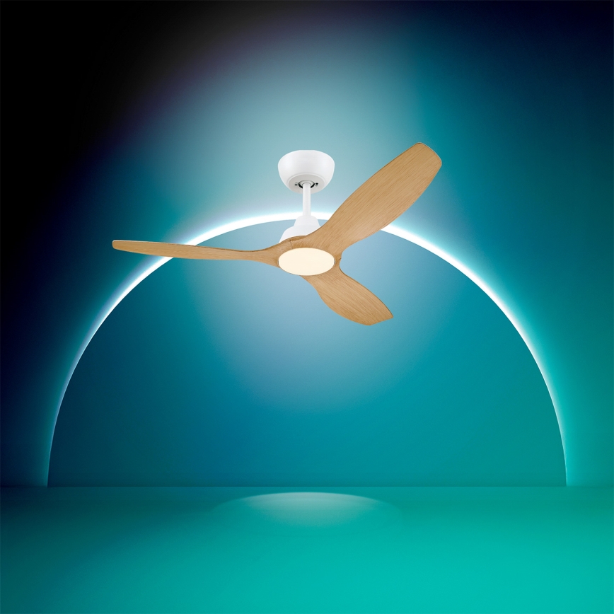 Philips - OLAS dimbare LED-plafondventilator LED/24W/230V Ø 132 cm wit/bruin + afstandsbediening