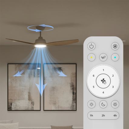 Philips - OLAS dimbare LED-plafondventilator LED/24W/230V Ø 132 cm wit/bruin + afstandsbediening