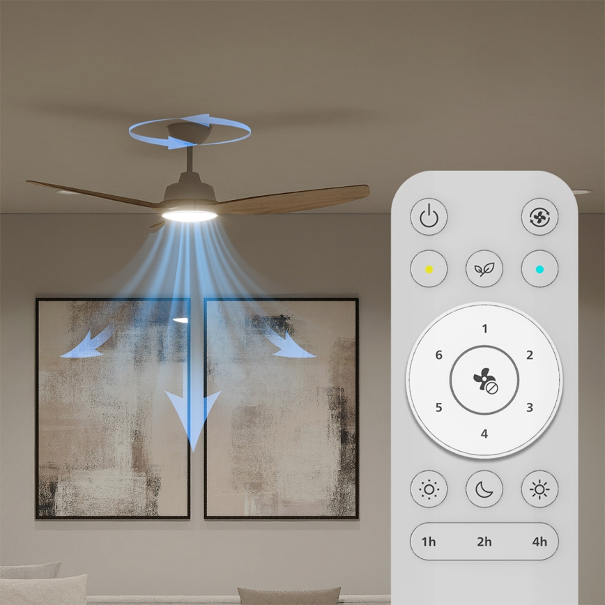 Philips - OLAS dimbare LED-plafondventilator LED/24W/230V Ø 132 cm wit/bruin + afstandsbediening