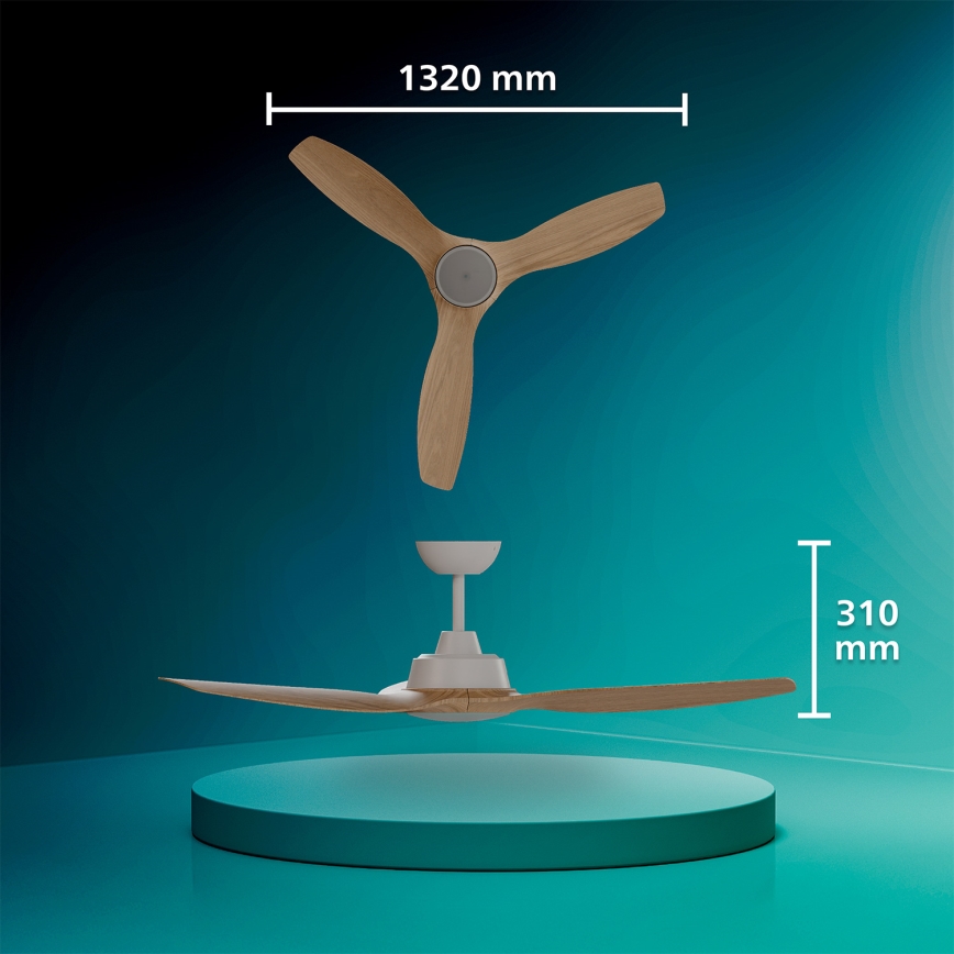 Philips - OLAS dimbare LED-plafondventilator LED/24W/230V Ø 132 cm wit/bruin + afstandsbediening