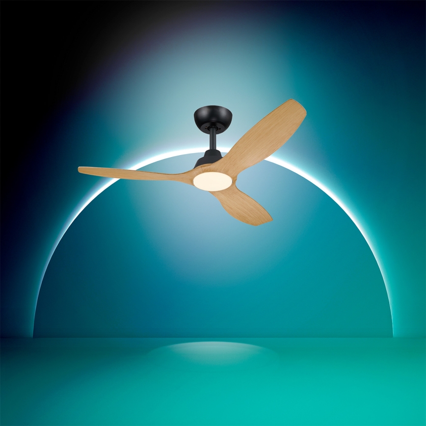 Philips - LED-dimbare plafondventilator OLAS LED/24W/230V Ø 132 cm zwart/bruin + afstandsbediening