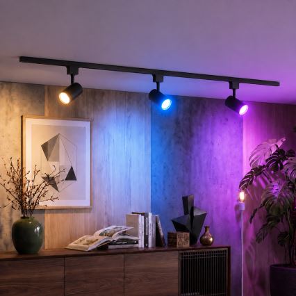 Philips - LED RGBW dimbare spotarmatuur in het EASYLINK HUE railsysteem 3xGU10/4,7W/230V 2200-6500K 1m zwart