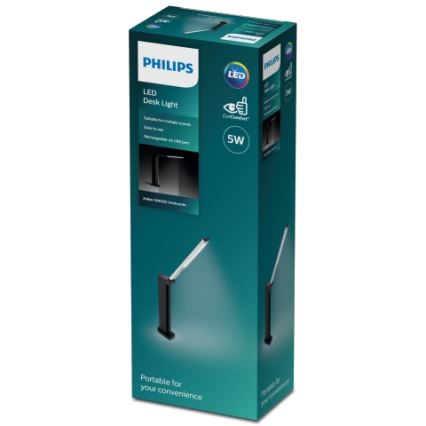 Philips - LED Dimbare Touch Tafellamp AMBER LED/5W/5V zwart