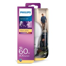 Philips LED lamp met bewegingssensor E27 / 8W / 230V 2700K