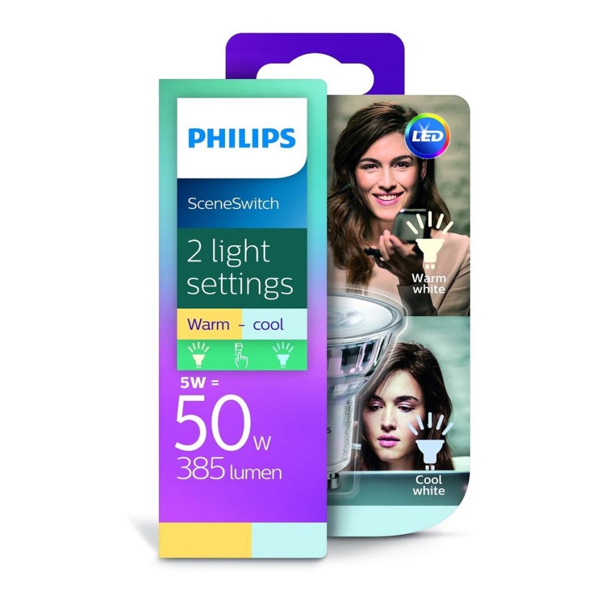 Philips LED Lamp SCENE SWITCH GU10 / 5W / 230V 2700K – 4000K
