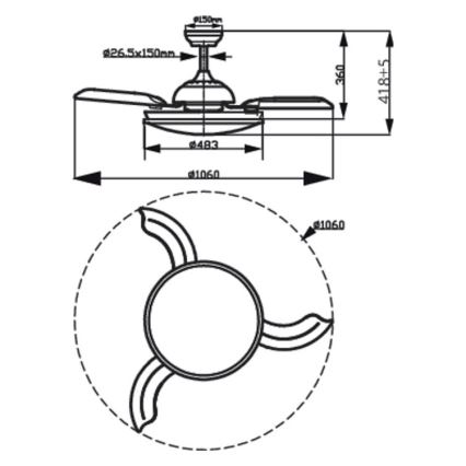 Philips - LED Plafond Ventilator LED/35W/230V 5500/4000/3000K + afstandsbediening