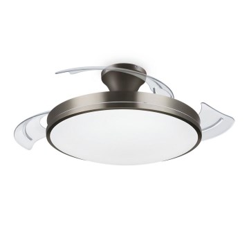 Philips-LED Plafondlamp met een ventilator BLISS LED/35W/230V 5500/4000/2700K nikkel + afstandsbediening