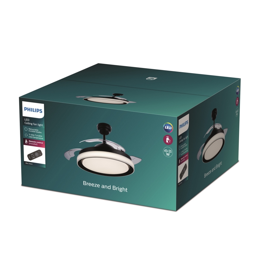 Philips - LED Plafondventilator LED/35W/230V 5500/4000/2700K zwart + afstandsbediening