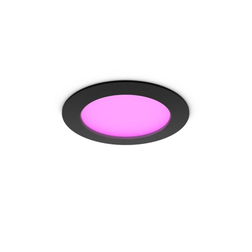 Philips - LED RGBW Dimbare badkamer-inbouwspot Hue SLIM LED/12W/230V 1000-20000K zwart IP44