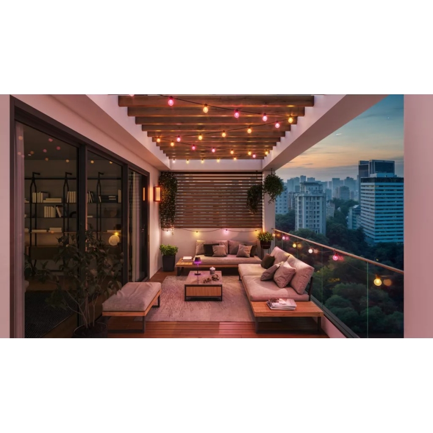 Philips - LED RGBW Verlengbaar dimbaar buitenlichtsnoer Hue FESTAVIA 20xLED 14m IP65