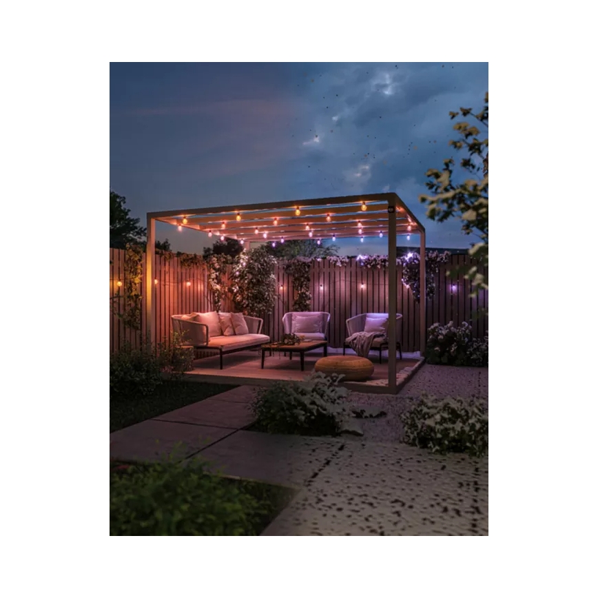 Philips - LED RGBW Verlengbaar dimbaar buitenlichtsnoer Hue FESTAVIA 20xLED 14m IP65