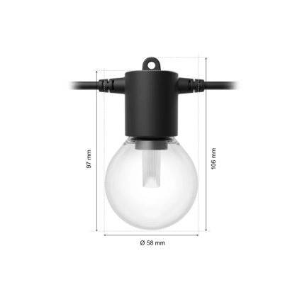 Philips - LED RGBW Verlengbaar dimbaar buitenlichtsnoer Hue FESTAVIA 20xLED 14m IP65