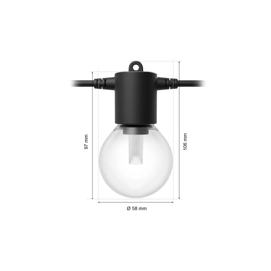 Philips - LED RGBW Verlengbaar dimbaar buitenlichtsnoer Hue FESTAVIA 20xLED 14m IP65