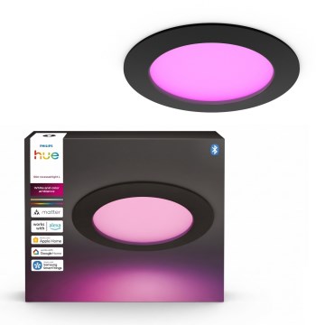 Philips - LED RGBW Dimbare badkamer-inbouwspot Hue SLIM LED/12W/230V 1000-20000K zwart IP44