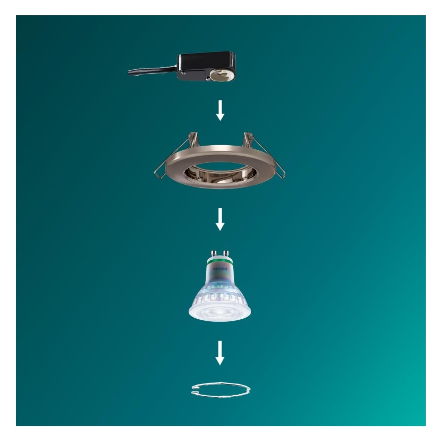 Philips - LED RGBW dimbare inbouwspot PERIDOT 1xGU10/6W/230V zilverkleurig + afstandsbediening