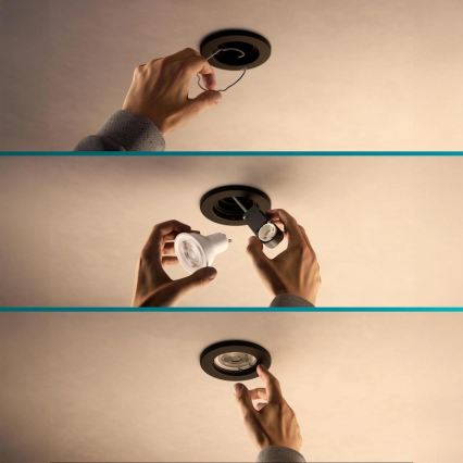 Philips - LED RGBW dimbare inbouwspot PERIDOT 1xGU10/6W/230V zwart + afstandsbediening