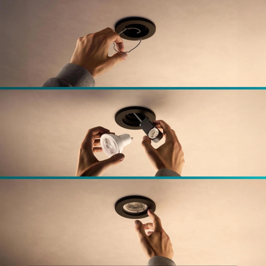 Philips - LED RGBW dimbare inbouwspot PERIDOT 1xGU10/6W/230V zwart + afstandsbediening