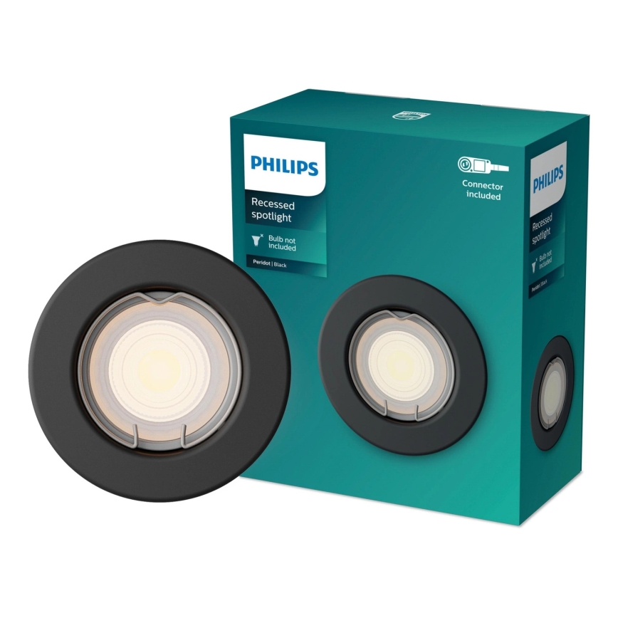 Philips - LED RGBW dimbare inbouwspot PERIDOT 1xGU10/6W/230V zwart + afstandsbediening