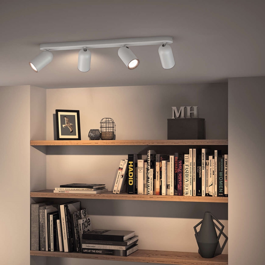 Philips - LED RGBW dimbare spotarmatuur PONGEE 4xGU10/4,8W/230V 3000K wit + afstandsbediening