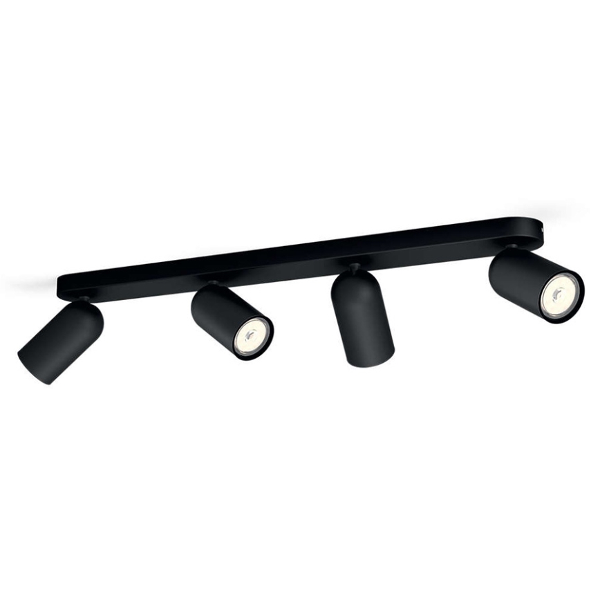 Philips - LED RGBW dimbare spotarmatuur PONGEE 4xGU10/4,8W/230V 3000K zwart + afstandsbediening