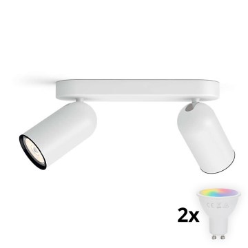 Philips - LED RGBW dimbare spot PONGEE 2xGU10/4,8W/230V 3000K wit + afstandsbediening