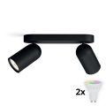 Philips - LED RGBW dimbare spot PONGEE 2xGU10/4,8W/230V 3000K zwart + afstandsbediening