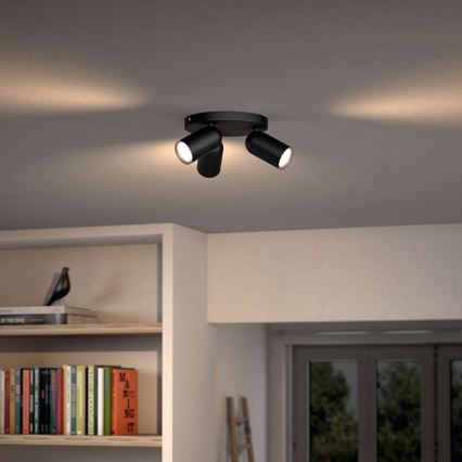 Philips - LED RGBW dimbare spot PONGEE 3xGU10/4,8W/230V 3000K zwart + afstandsbediening