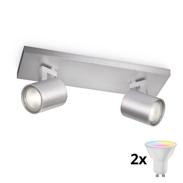Philips - LED RGBW dimbare spot RUNNER 2xGU10/6,5W/230V 2700-6500K mat chroom